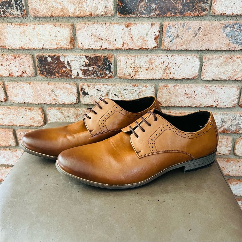 Jonsen Milan | Men’s Modern Brogue Oxford Dress Shoe | Tan | Size 10.5